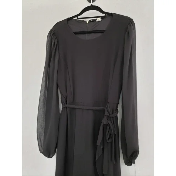 tommy hilfiger sheer sleeve asymmetrical dress Tommy Hilfiger Printed Smocked-Sleeve Midi Dress MSRP $139 – DGFOutlet main image 1